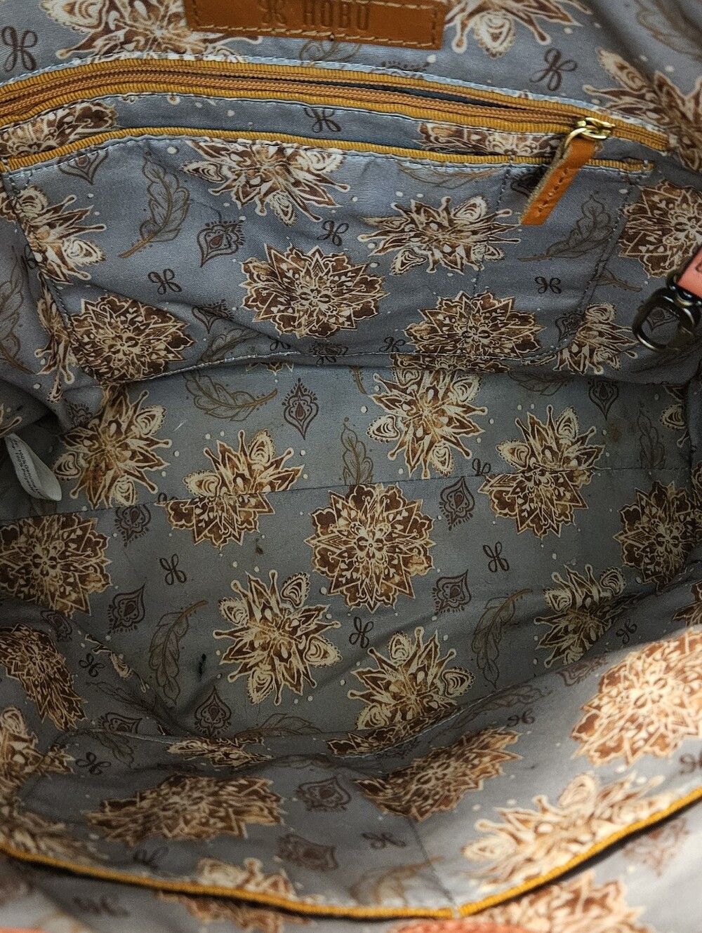 HOBO Park Tote Handbag in Blossom Pink Leather Brown Accents Paisley Lining - Picture 7 of 10